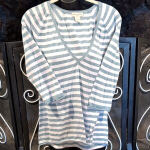 Banana Republic Teal and White Striped Knit Top